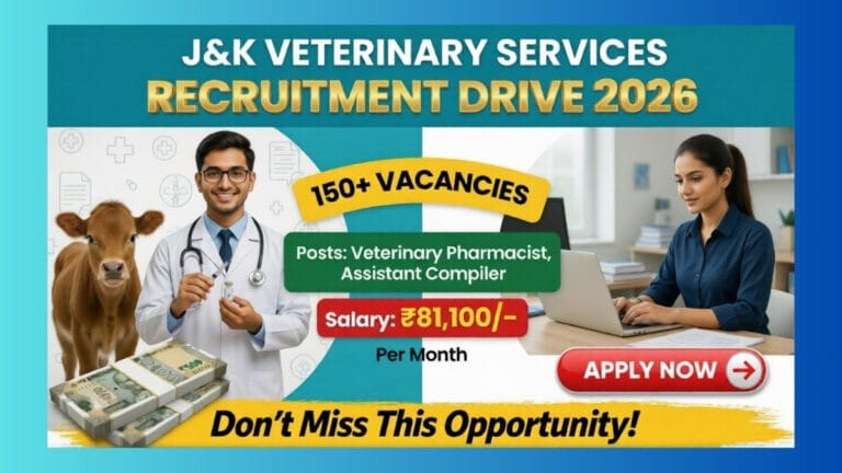JKSSB Veterinary Pharmacist & Assistant Compiler Jobs 2026