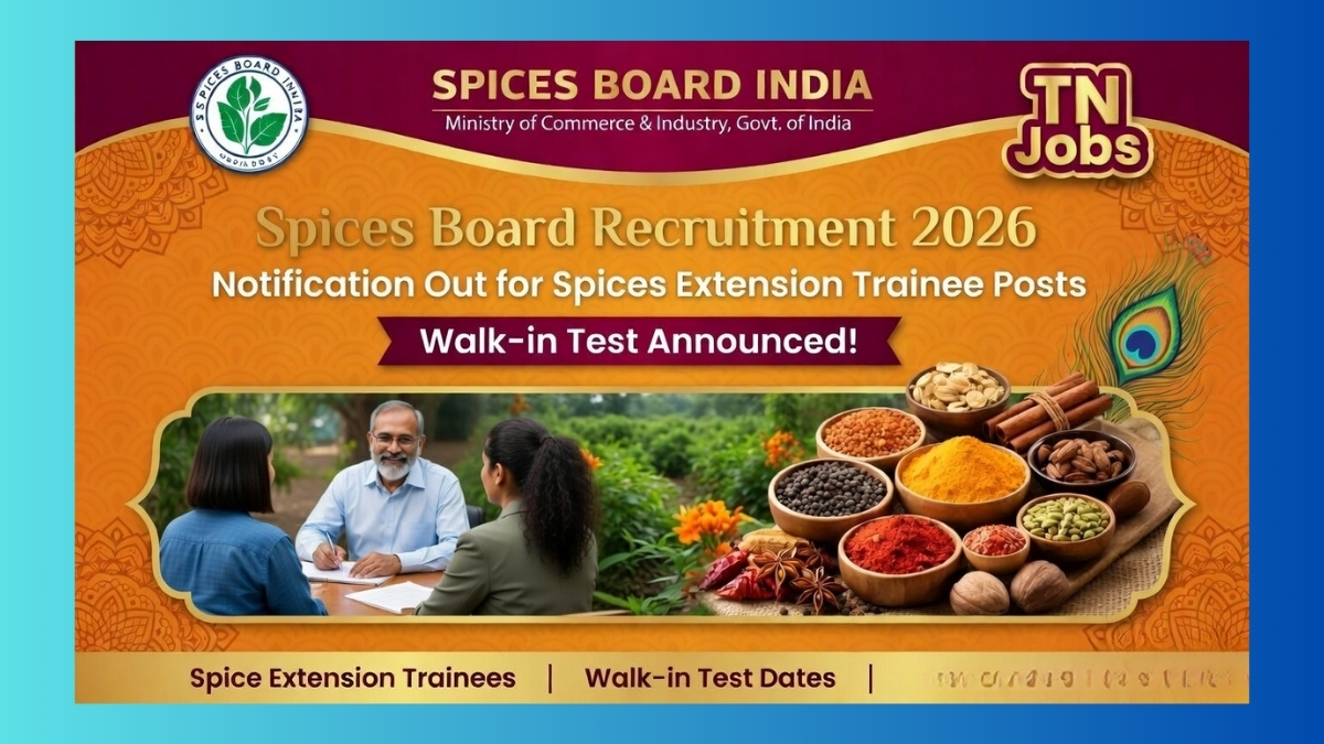 Spices Board Chennai Trainee Analyst Recruitment 2026