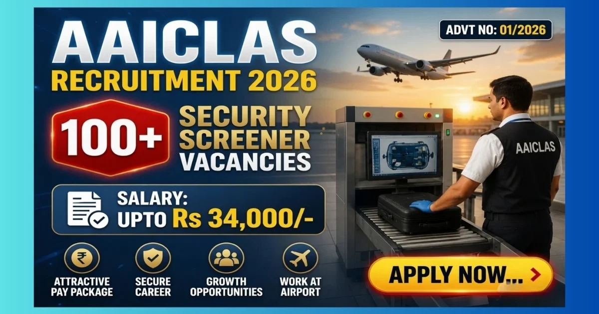 AAICLAS Security Screener Fresher Recruitment 2026 notification for 158 posts at 6 airports