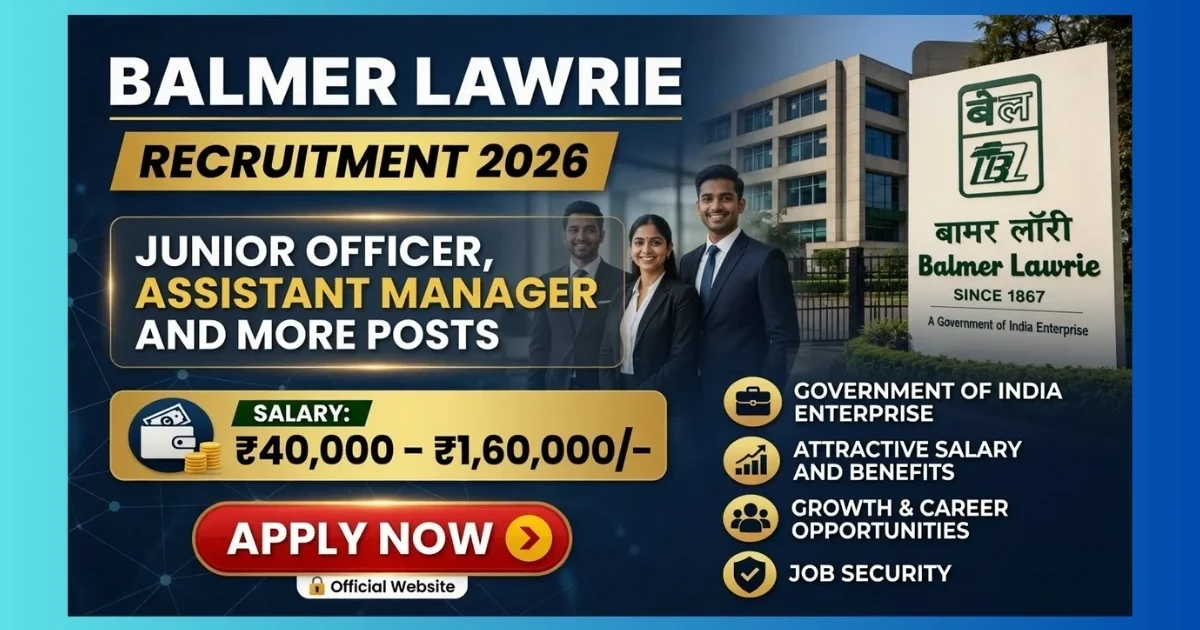 Balmer Lawrie Recruitment 2026 official notification for 20 vacancies of Junior Officer Assistant Manager and various posts