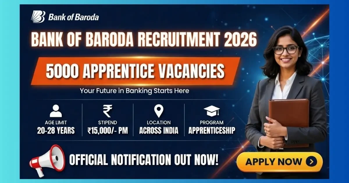 Bank of Baroda Apprentice Recruitment 2026 official notification for 5000 posts across India