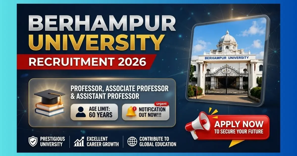 Berhampur University Faculty Recruitment 2026 for 95 Professor Associate Assistant Professor posts in Odisha