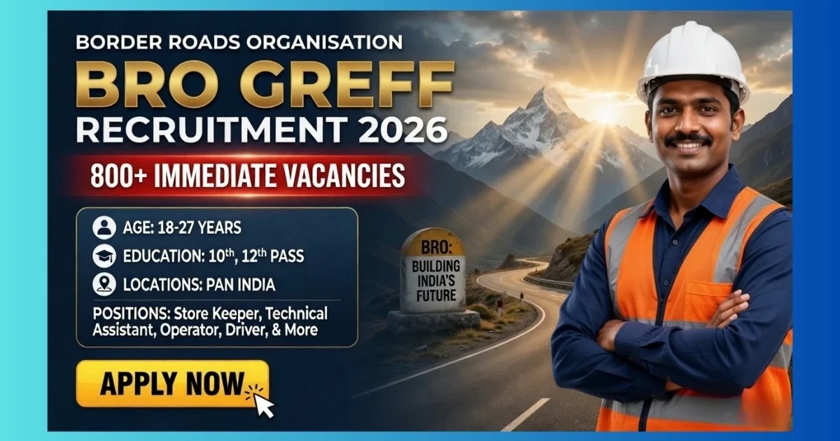 BRO GREF Recruitment 2026 official notification for 899 male-only posts across India
