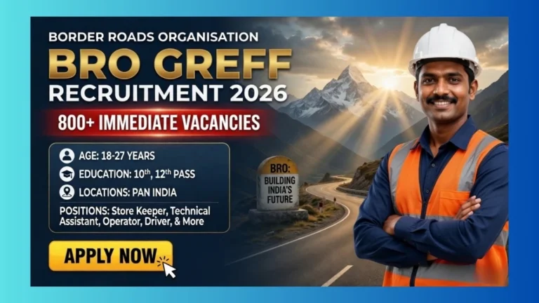 BRO GREF Recruitment 2026 official notification for 899 male-only posts across India