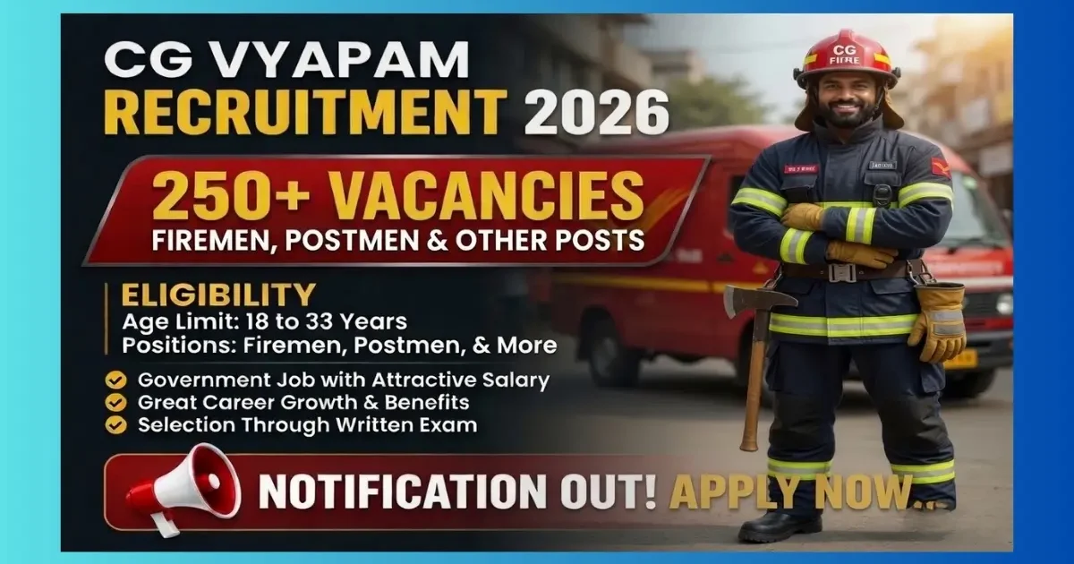 CG Vyapam Fireman Driver Station Officer Recruitment 2026 official notification for 295 posts Chhattisgarh