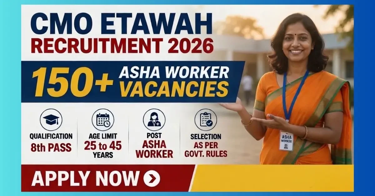 CMO Etawah Rural ASHA Worker Recruitment 2026 official notification for 195 female posts in Etawah district Uttar Pradesh