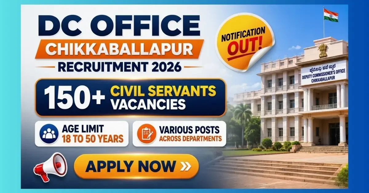 DC Office Chikkaballapur Civil Servants Recruitment 2026 for 169 Pourakarmika posts in Karnataka ULBs