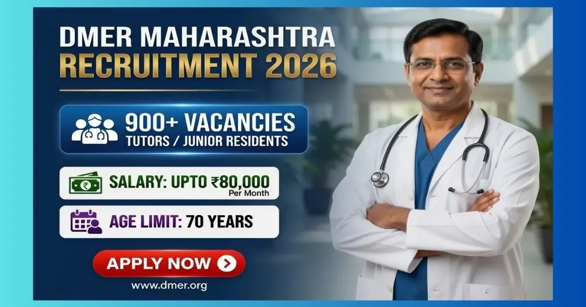 DMER Maharashtra Tutor and Junior Resident Recruitment 2026 official notification for 935 posts