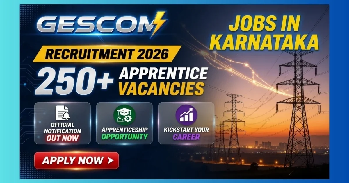 GESCOM Apprentice Recruitment 2026 official notification for 275 BE and Diploma posts in Karnataka