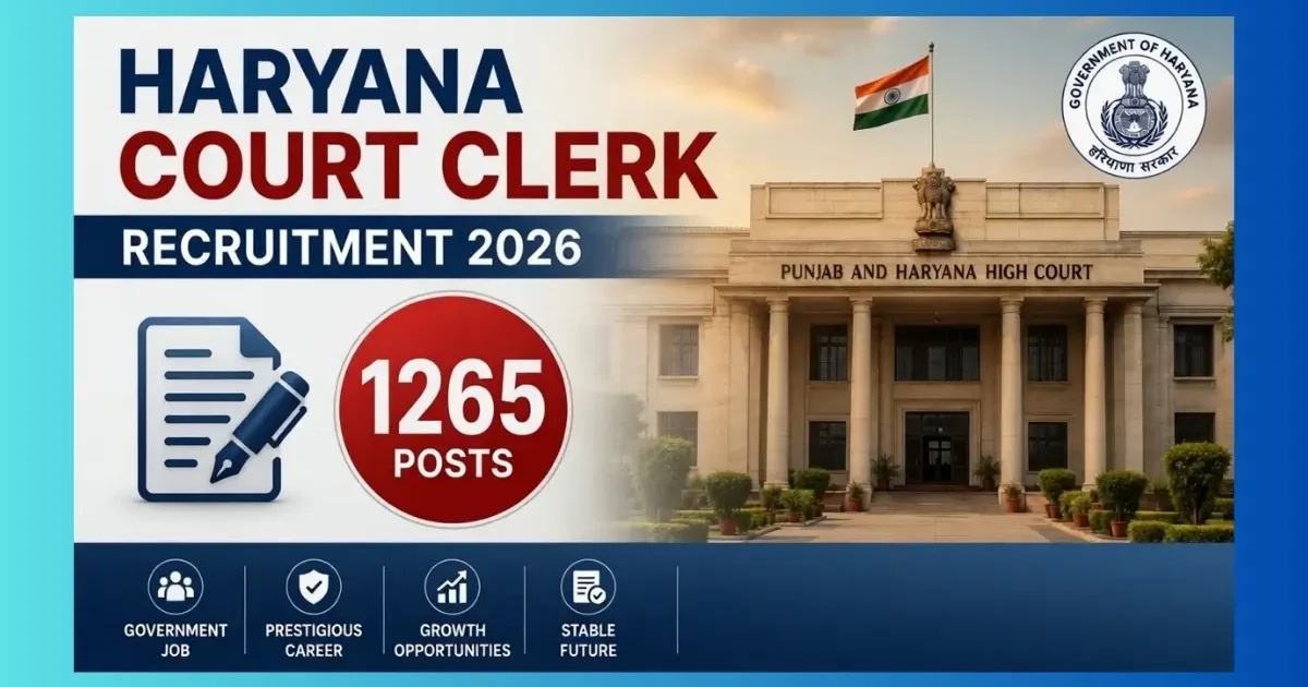 Haryana Court Clerk Recruitment 2026 official notification for 1265 posts in Subordinate Courts