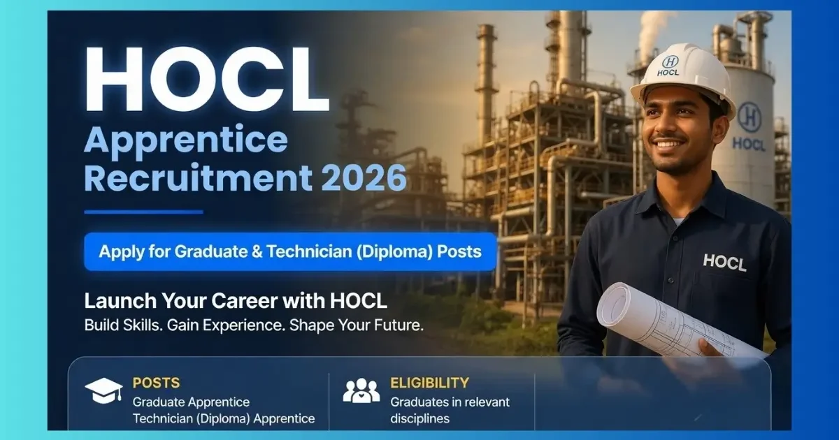 HOCL Kochi Apprentice Recruitment 2026 official notification for 16 Graduate and Technician posts