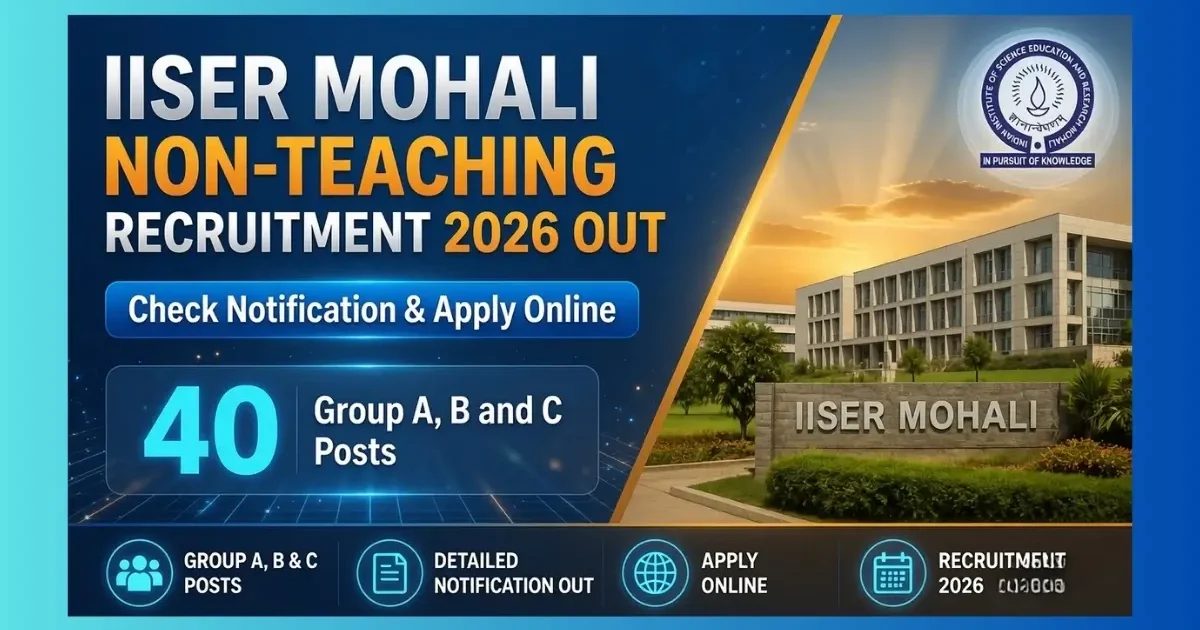 IISER Mohali Non-Teaching Recruitment 2026 official notification for 40 Group A B C posts