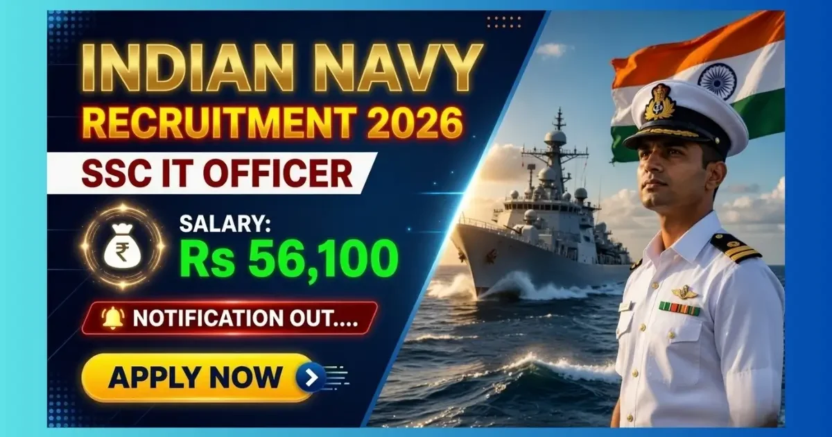 Indian Navy SSC IT Officer Recruitment 2026 official notification for 15 posts men women