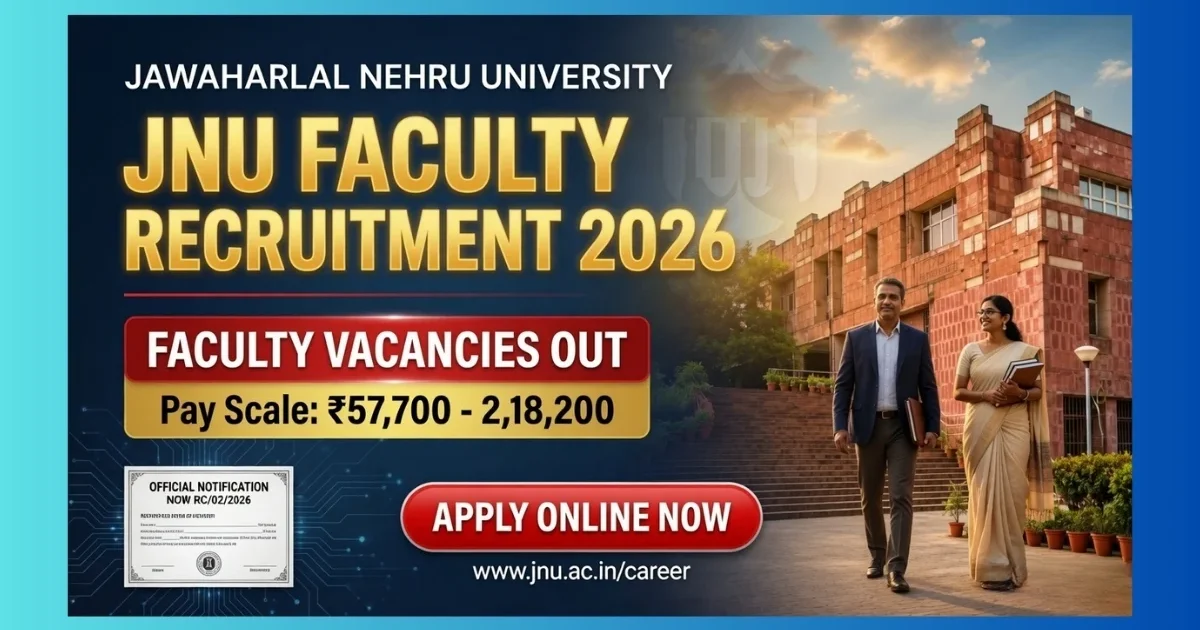 JNU Faculty Recruitment 2026 official notification for 122 Professor Associate and Assistant Professor posts