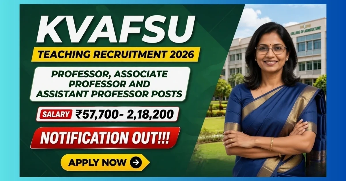 KVAFSU Bidar Teaching Recruitment 2026 official notification for 96 Professor Associate Assistant Professor posts
