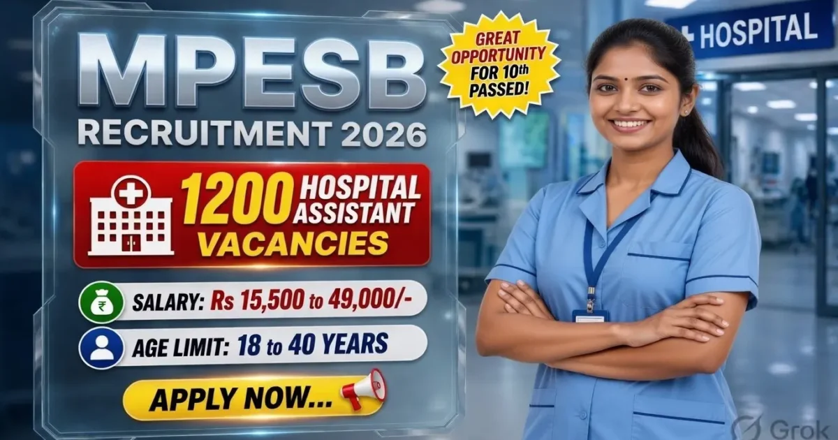 MPESB Hospital Assistant Recruitment 2026 official notification for 1200 posts in Madhya Pradesh