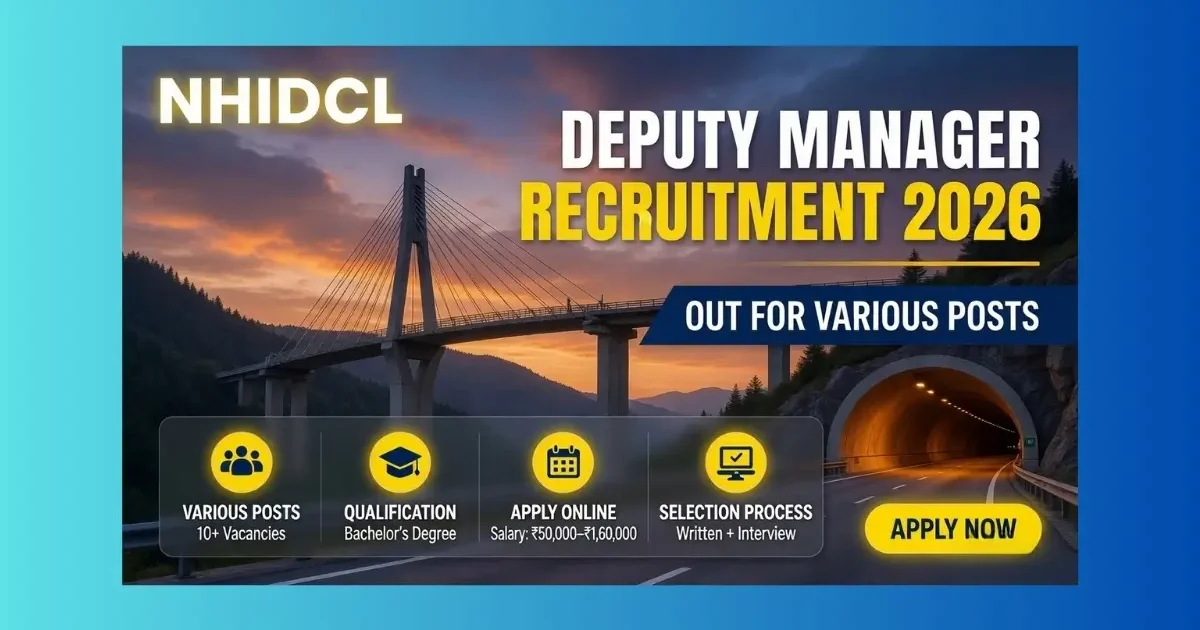 NHIDCL Deputy Manager Technical Recruitment 2026 for 85 posts GATE based