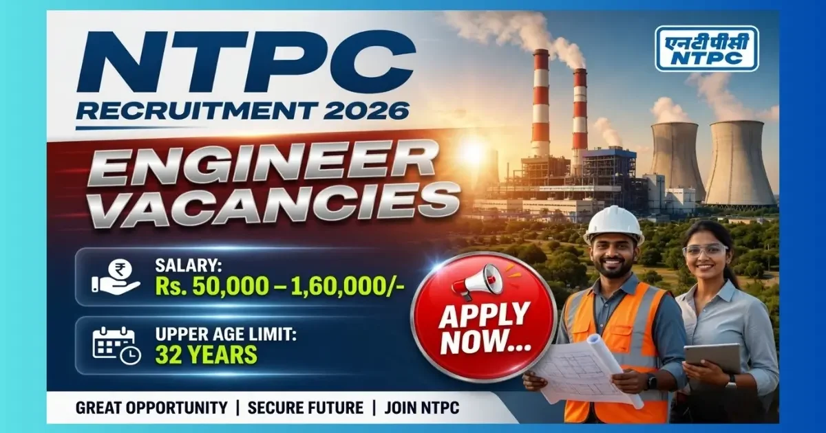 NTPC Engineer Recruitment 2026 official notification for 25 Contracts & Materials E2 posts