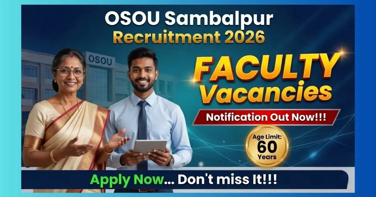 OSOU Sambalpur Faculty Recruitment 2026 official notification for 38 Professor Associate Assistant Professor posts