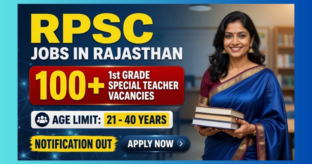 RPSC 1st Grade Special Teacher Recruitment 2026 official notification for 121 Lecturer posts in Rajasthan