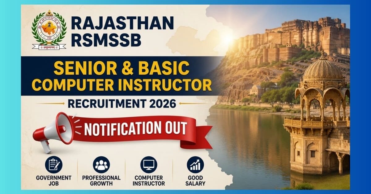 Rajasthan RSSB Computer Instructor Recruitment 2026 for 3951 Senior and Basic posts apply online