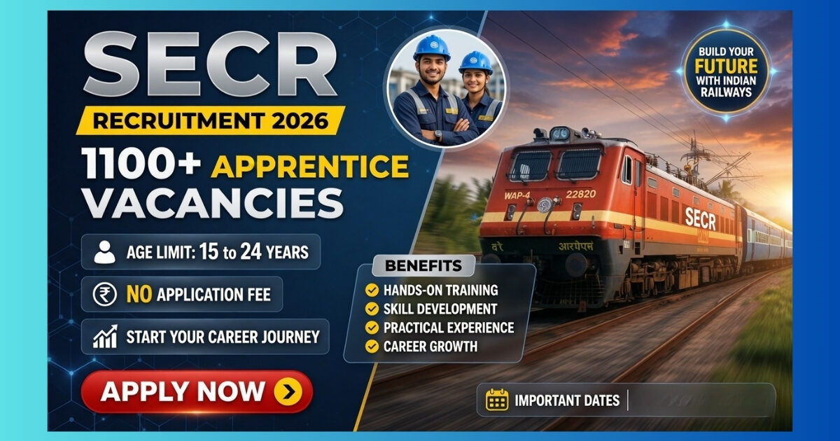 SECR Bilaspur Apprentice Recruitment 2026 official notification for 1191 trade apprentice posts