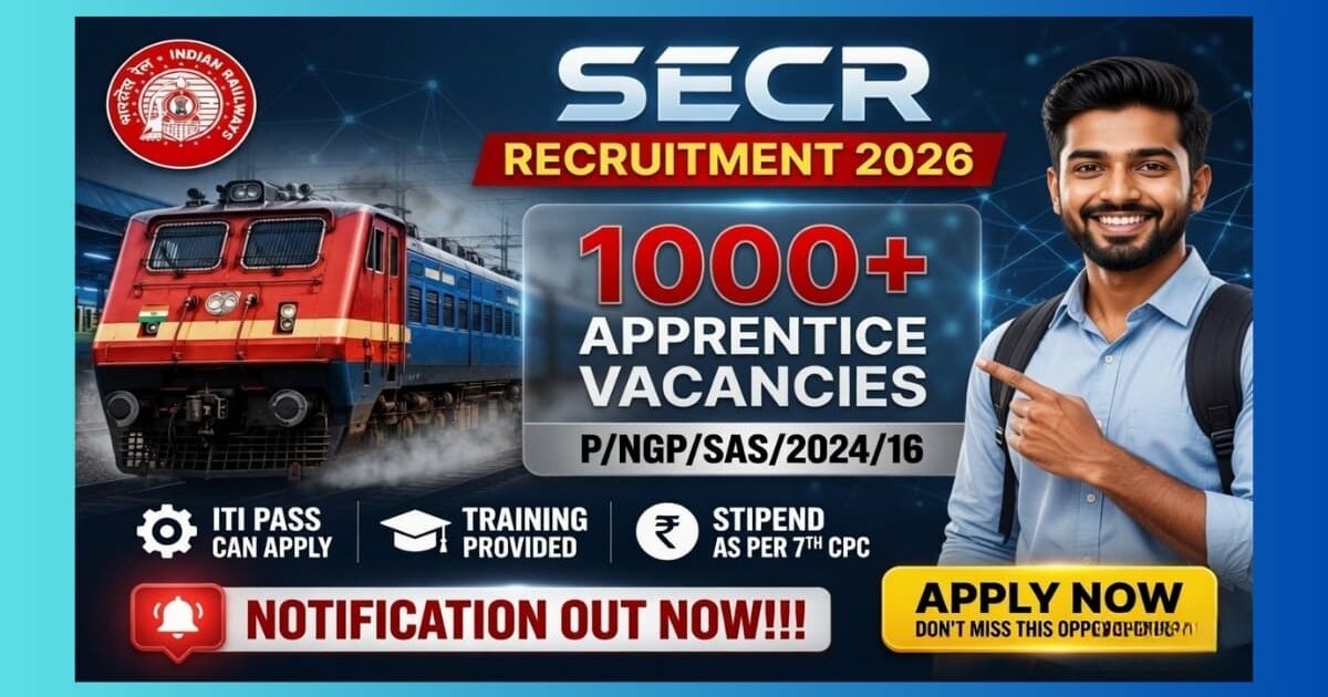 SECR Nagpur Apprentice Recruitment 2026 official notification for 1079 ITI trade posts