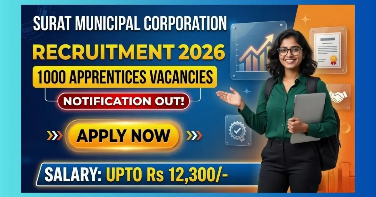 SMC Surat Apprentices Recruitment 2026 official notification for 1000 posts in 14 trades