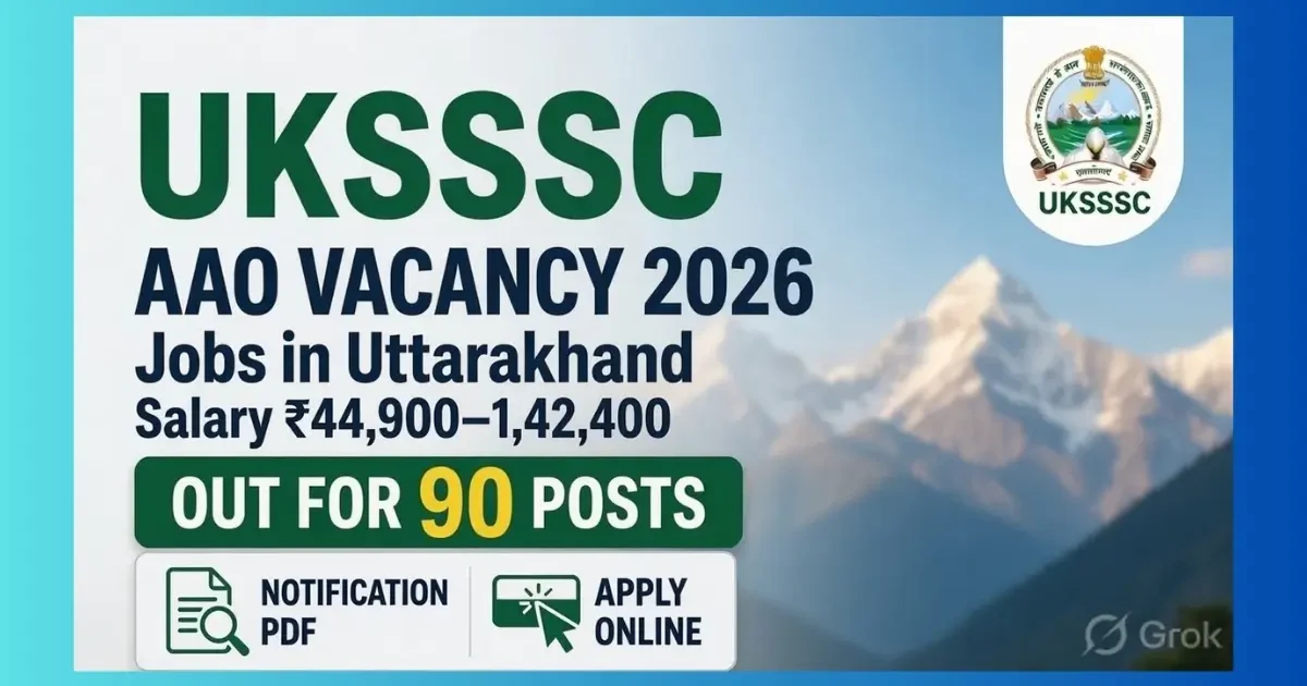UKSSSC Uttarakhand Assistant Agriculture Officer Recruitment 2026 for 90 posts notification