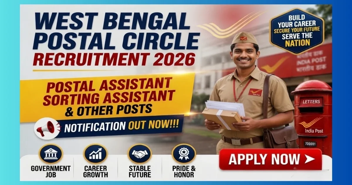 West Bengal Postal Circle PA SA LDCE Recruitment 2026 official notification for 85 posts