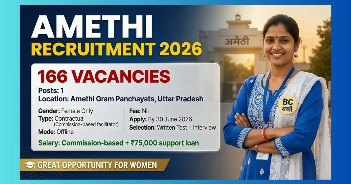 Amethi BC Sakhi Recruitment 2026 official notification for 166 posts in Gram Panchayats