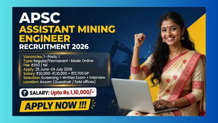 APSC Assam Assistant Mining Engineer Recruitment 2026 official notification for 1 post
