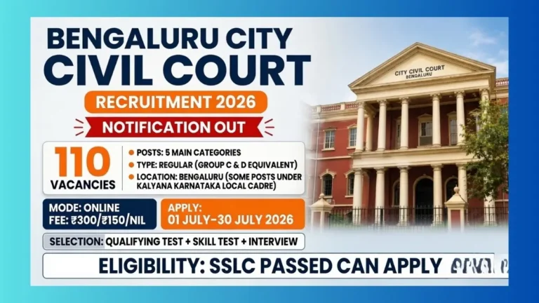 Bengaluru City Civil Court Recruitment 2026 official notification for 110 Peon Driver Typist Stenographer posts