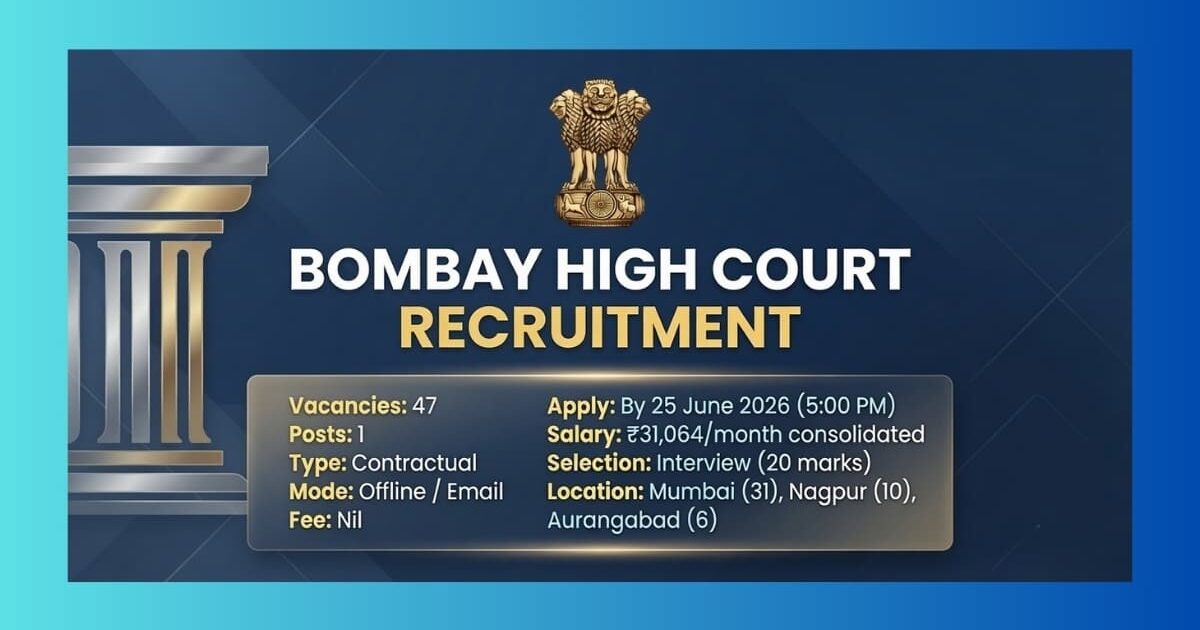 Bombay High Court Resource Personnel Recruitment 2026 for 47 contractual posts at Mumbai Nagpur and Aurangabad