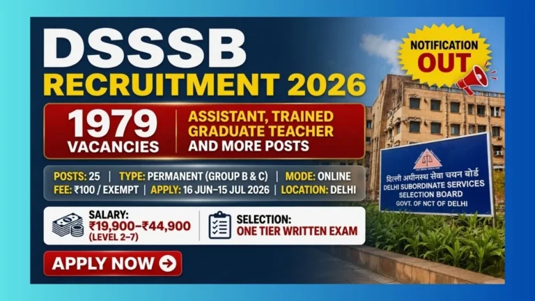 DSSSB Delhi Recruitment 2026 official notification for 1979 TGT JSA and other posts