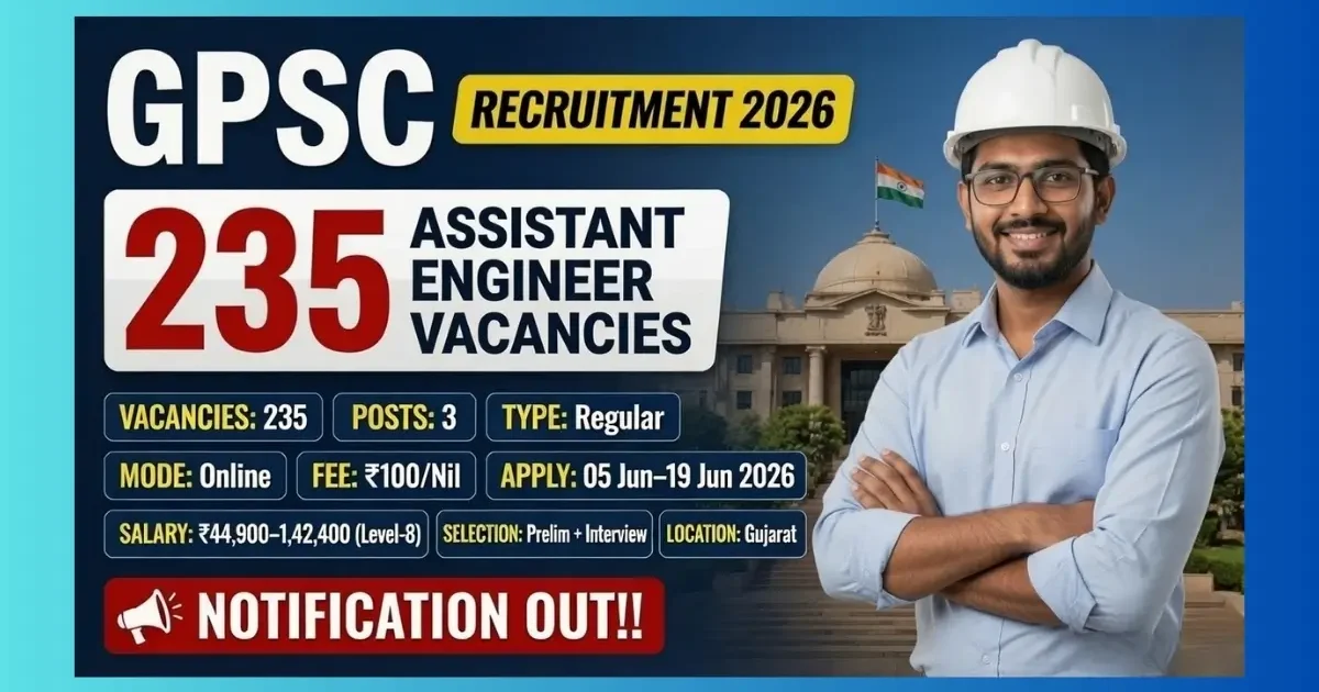 GPSC Gujarat Assistant Engineer Recruitment 2026 for 235 Civil and Mechanical posts official notification