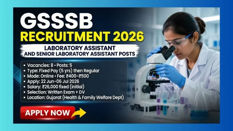 GSSSB Gujarat Laboratory Assistant Recruitment 2026 for 8 Divyang posts apply by 6 July on OJAS