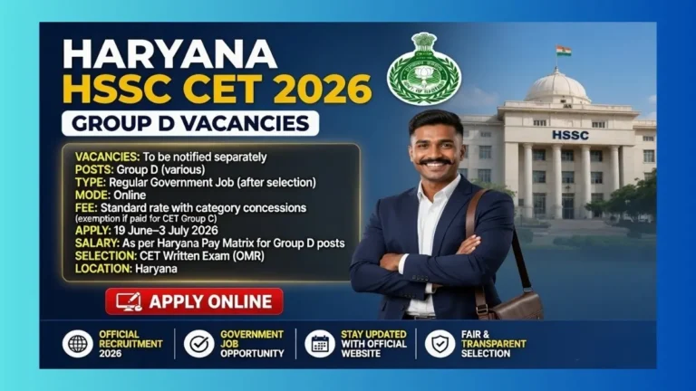 HSSC CET Group D 2026 notification for Haryana Group D posts eligibility test apply online