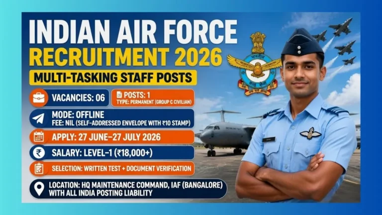 Indian Air Force MTS Recruitment 2026 official notification for 06 Multi Tasking Staff Group C posts