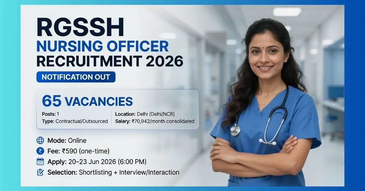 ICSIL RGSSH Nursing Officer Recruitment 2026 official notification for 65 posts in Delhi super specialty hospital