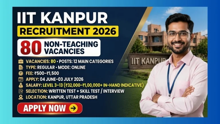 IIT Kanpur Non-Teaching Recruitment 2026 official notification for 80 posts including Junior Assistant and Junior Technician