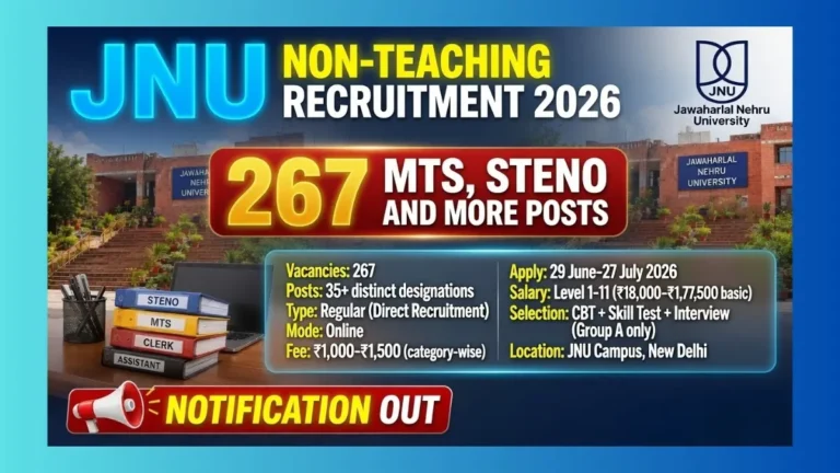 JNU Non-Teaching Recruitment 2026 for 267 Group A B C posts in New Delhi