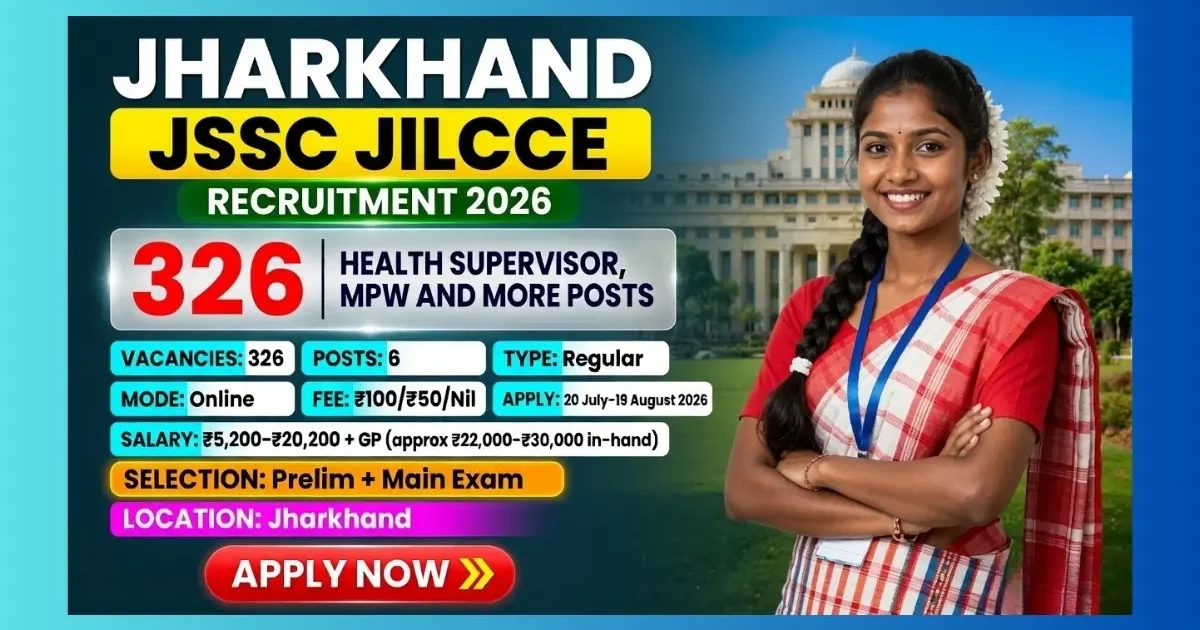 JSSC JILCCE Recruitment 2026 official notification for 326 Health Supervisor and other posts in Jharkhand