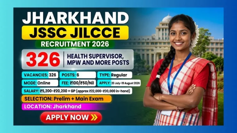 JSSC JILCCE Recruitment 2026 official notification for 326 Health Supervisor and other posts in Jharkhand
