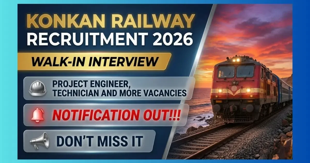 Konkan Railway Visakhapatnam walk-in recruitment 2026 for 36 Project Engineer and Technician posts