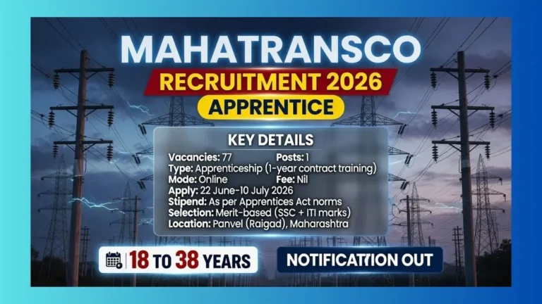 MAHATRANSCO Panvel Apprentice Recruitment 2026 official notification for 77 Electrician posts