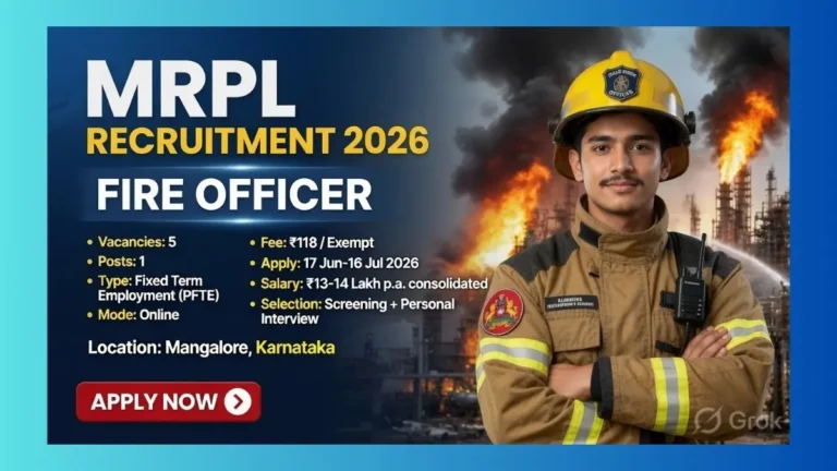 MRPL Mangalore Fire Officer Recruitment 2026 official notification for 5 posts on fixed term basis