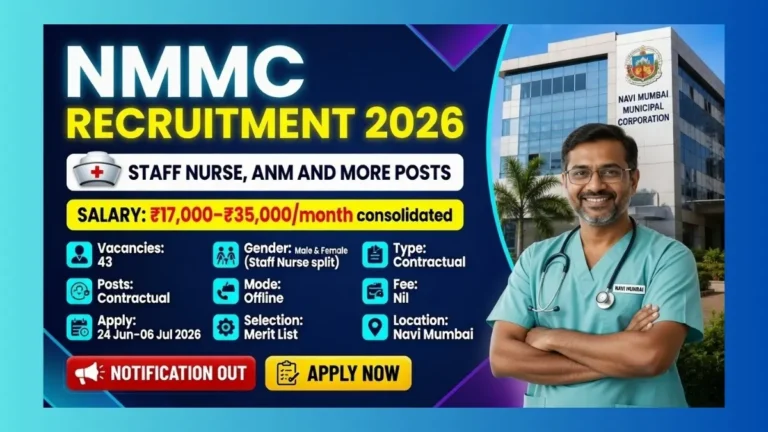 NMMC Navi Mumbai Staff Nurse ANM Recruitment 2026 official notification for 43 posts