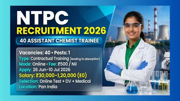 NTPC Assistant Chemist Trainee Recruitment 2026 official notification for 40 posts across India