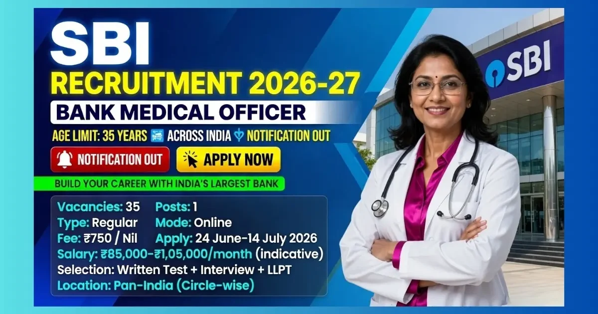 SBI Bank Medical Officer Recruitment 2026 official notification for 35 BMO-II posts across circles